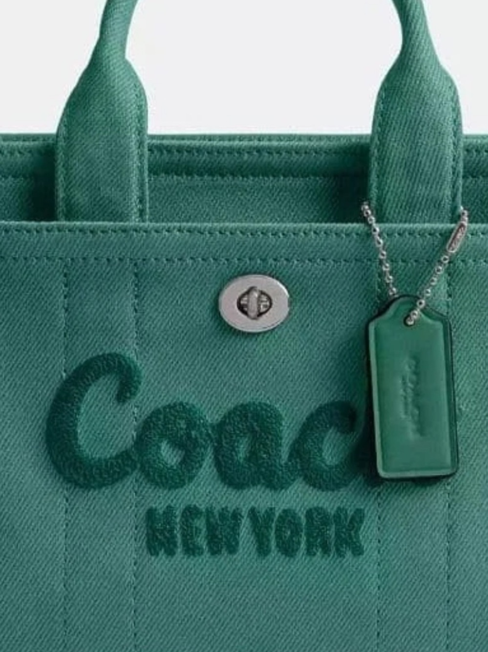 Coach Denim Green Canvas Tote 26 with Crossbody Strap - Picture 3 of 11